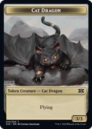 Cat Dragon // Spirit (002) Double-Sided Token (2X2-19 // 2) - Double Masters 2022 Foil - Card Brawlers