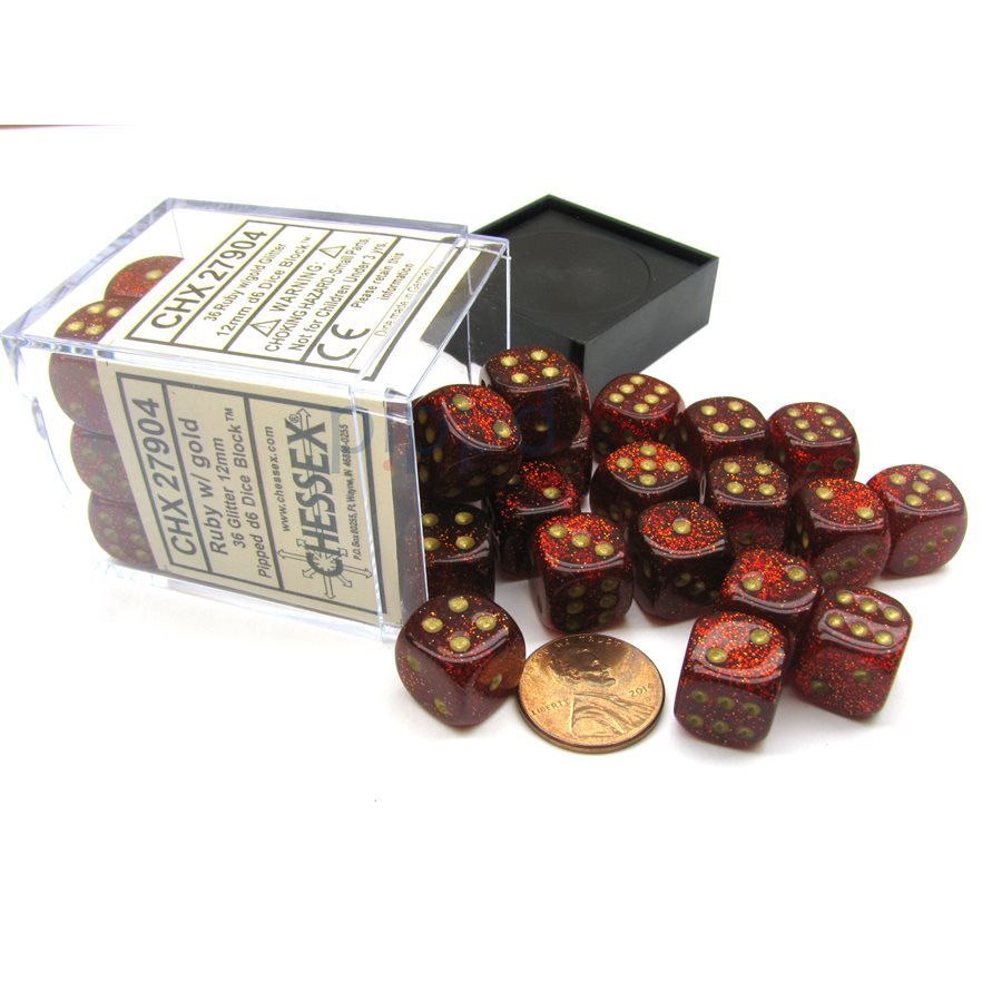 Chessex - Glitter - 36D6 Dice Block - 12mm - Card Brawlers