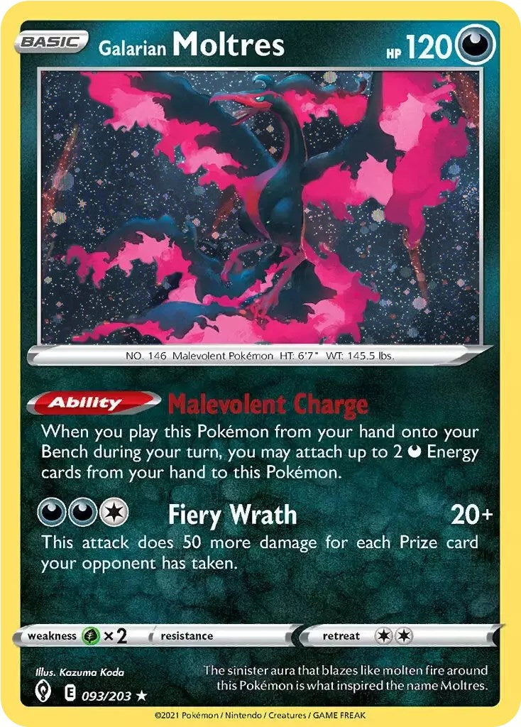 Galarian Moltres (093/203) (Cosmos Holo) [Sword & Shield: Evolving Skies] - Pokémon - Card Brawlers | Quebec | Canada |