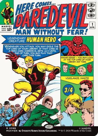 Daredevil, Man Without Fear (Borderless) (0398) (MSH-398) - Marvel Super Heroes Foil - Card Brawlers