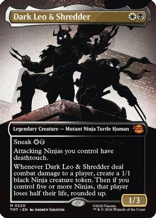 Dark Leo & Shredder (Borderless) (TMT-220) - Teenage Mutant Ninja Turtles Foil - Card Brawlers