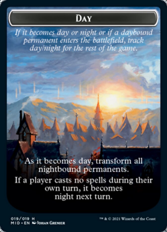 Day // Night Double - Sided Token [Innistrad: Midnight Hunt Tokens] - Card Brawlers