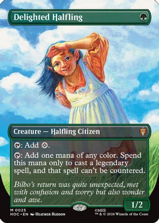 Delighted Halfling (Borderless) (HOC-025) - The Hobbit: Eternal-Legal Foil - Card Brawlers