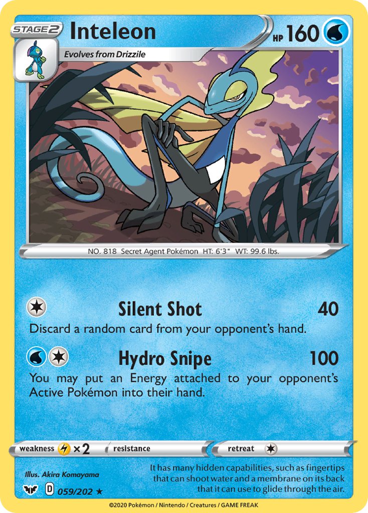 Inteleon (059/202) (Cracked Ice Holo) (Theme Deck Exclusive) [Sword & Shield: Base Set] - Pokémon - Card Brawlers | Quebec | Canada |