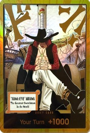 DON!! Card (Dracule Mihawk) (Gold) - The Azure Sea's Seven Foil - Card Brawlers