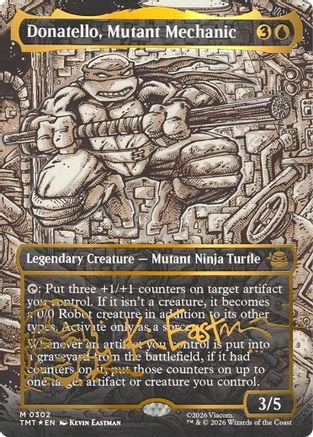 Donatello, Mutant Mechanic (Borderless) (Gold-Stamped Signature) (TMT-302) - Teenage Mutant Ninja Turtles Foil - Card Brawlers