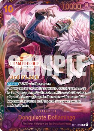 Donquixote Doflamingo (CS 26-27 3rd Place Trophy Card) (OP14-069) - One Piece Promotion Cards Foil - Card Brawlers