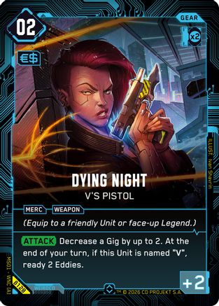 Dying Night - V's Pistol (B128) - Welcome to Night City Beta Foil - Card Brawlers