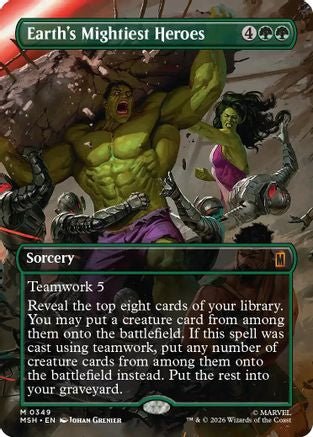 Earth's Mightiest Heroes (Borderless) (MSH-349) - Marvel Super Heroes - Card Brawlers