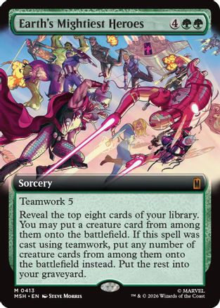 Earth's Mightiest Heroes (Extended Art) (MSH-413) - Marvel Super Heroes Foil - Card Brawlers