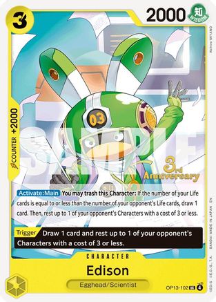 Edison (OP13-102) - Carrying On His Will: 3rd Anniversary Tournament Cards - Card Brawlers