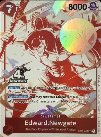 Edward.Newgate (4th Anniversary Treasure Campaign Pack) (ST15-002) - One Piece Promotion Cards Foil - Card Brawlers