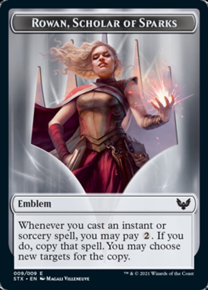 Elemental // Rowan, Scholar of Sparks Emblem Double - Sided Token [Strixhaven: School of Mages Tokens] - Card Brawlers