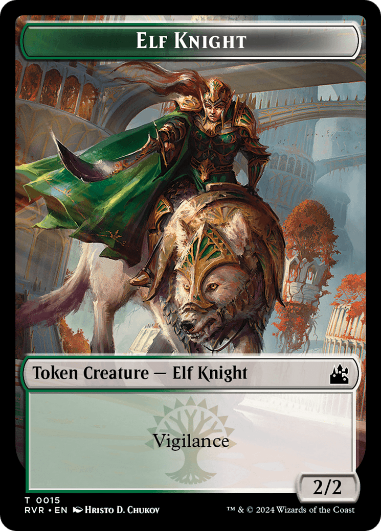Elf Knight // Angel (0003) Double - Sided Token [Ravnica Remastered Tokens] - Card Brawlers