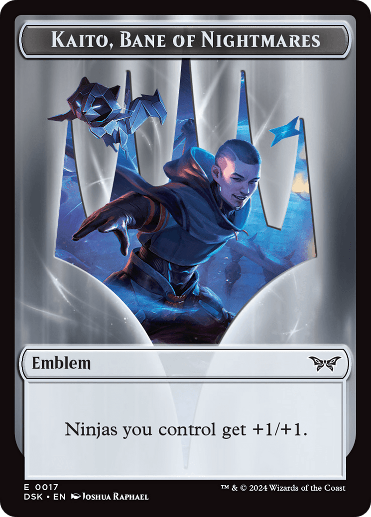 Emblem - Kaito, Bane of Nightmares // Manifest Double - Sided Token [Duskmourn: House of Horror Tokens] - Card Brawlers