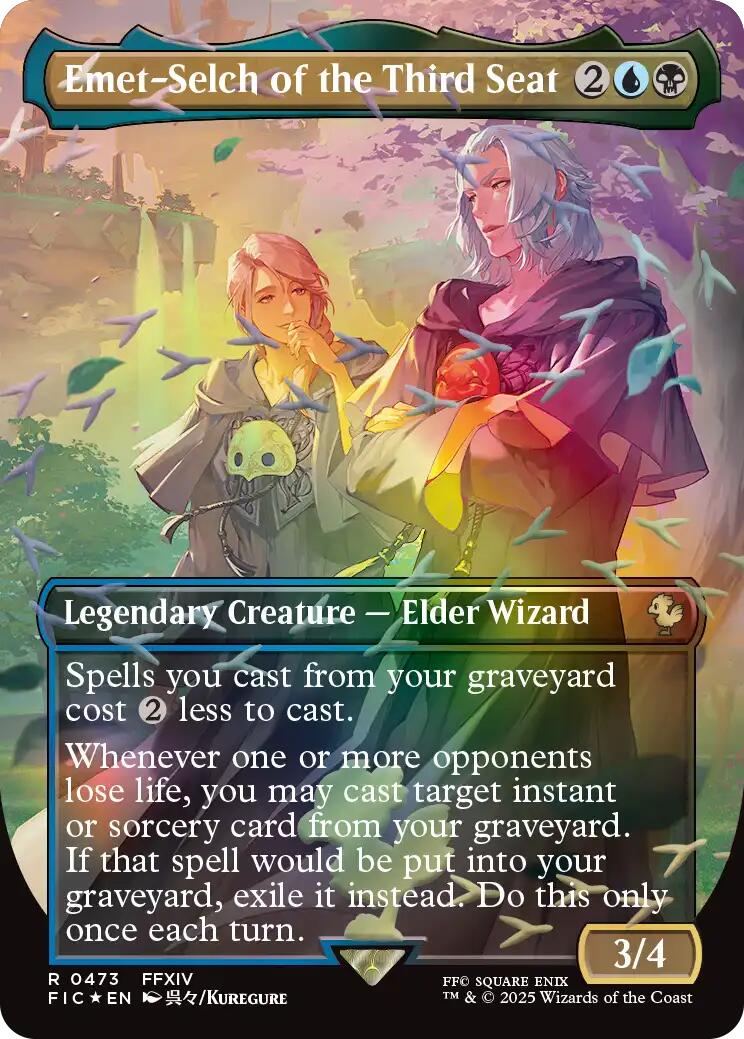 Emet - Selch of the Third Seat (Borderless) (Chocobo Track Foil) [FINAL FANTASY Commander] - Card Brawlers