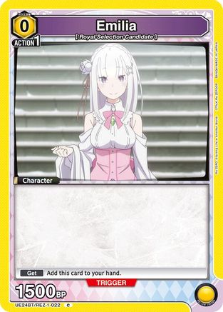 Emilia (022) (Box Topper Foil) (UE24BT/REZ-1-022) - UE24BT ReZERO Starting Life in Another World Foil - Card Brawlers