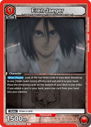 Eren Jaeger (070) (Box Topper Foil) (UEX07BT/AOT-2-070) - UEX07BT Attack on Titan Vol 2 Foil - Card Brawlers