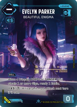 Evelyn Parker - Beautiful Enigma (ILegend) (B156) - Welcome to Night City Beta Foil - Card Brawlers