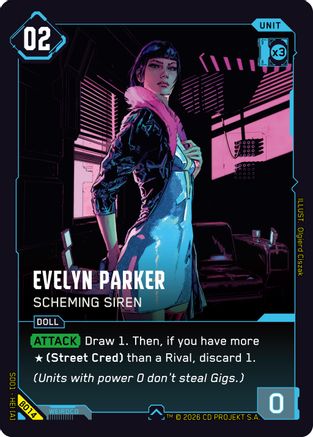 Evelyn Parker - Scheming Siren (B014) - The Heist Beta Starter Deck - Card Brawlers