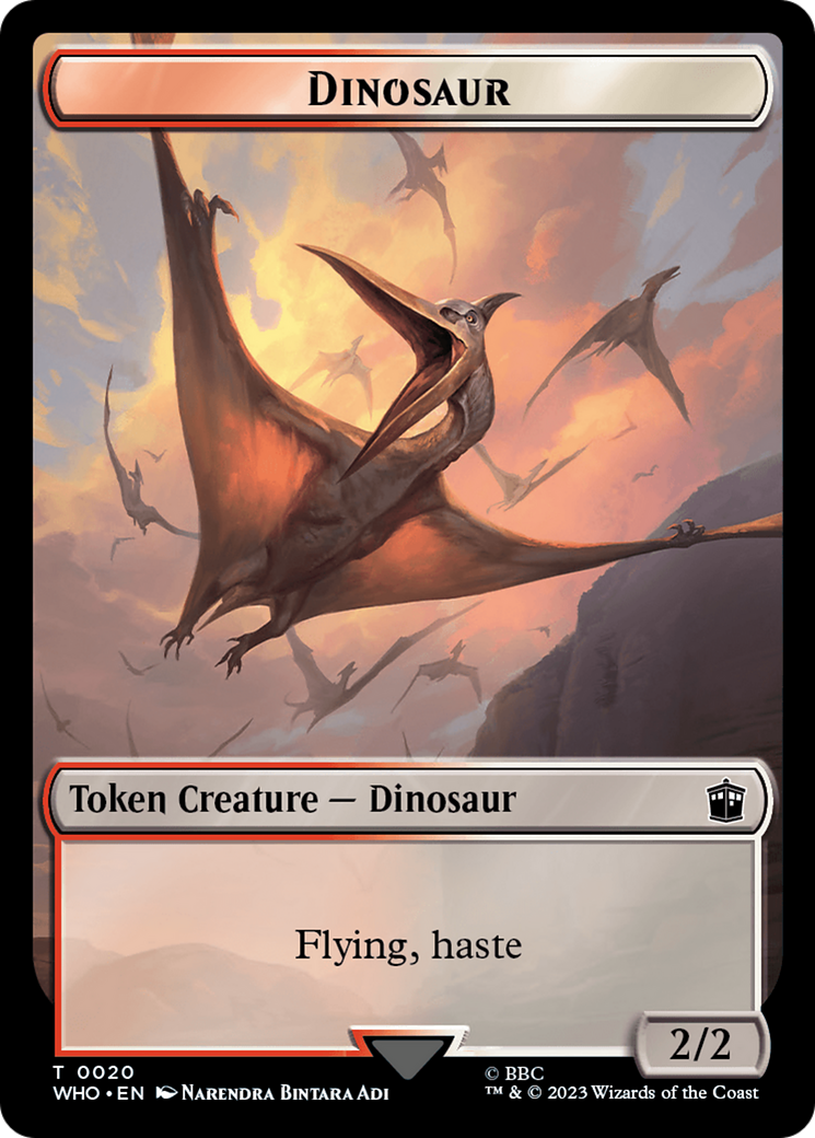 Warrior // Dinosaur Double-Sided Token [Doctor Who Tokens] - Magic: The Gathering - Card Brawlers | Quebec | Canada |