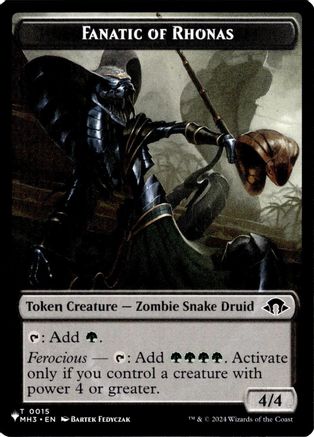 Fanatic of Rhonas // Elemental Double-Sided Token (LIST-020) - The List Reprints - Card Brawlers