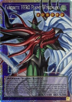 Favorite HERO Flame Wingman (Starlight Rare) (Extended Art) (MAMO-EN005) - Magnificent Monsters 1st Edition - Card Brawlers