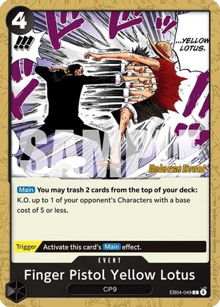 Finger Pistol Yellow Lotus (EB04-049) - Adventure on Kami's Island Release Event Cards - Card Brawlers