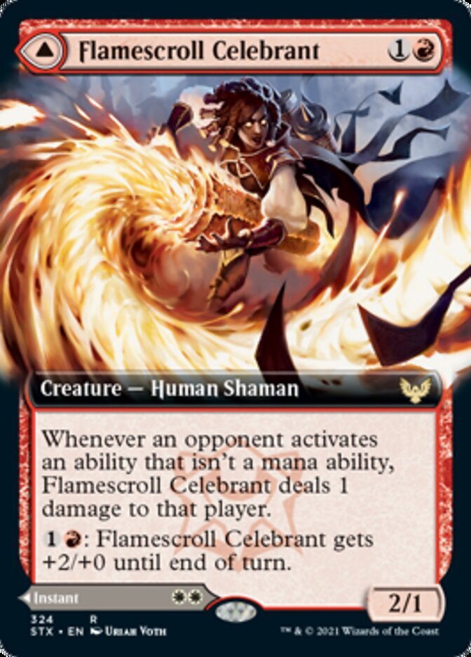 Flamescroll Celebrant // Revel in Silence (Extended Art) [Strixhaven: School of Mages] - Card Brawlers