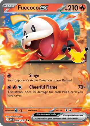 Fuecoco ex (015/128) - Holofoil [ME 30th Celebration] - Card Brawlers