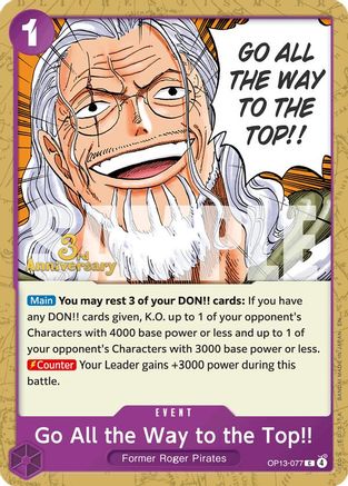 Go All the Way to the Top!! (OP13-077) - Carrying On His Will: 3rd Anniversary Tournament Cards - Card Brawlers