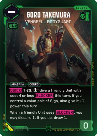 Goro Takemura - Vengeful Bodyguard (Rare) (B071) - Welcome to Night City Beta Foil - Card Brawlers