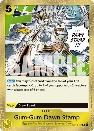 Gum-Gum Dawn Stamp (OP13-117) - Carrying On His Will Foil - Card Brawlers