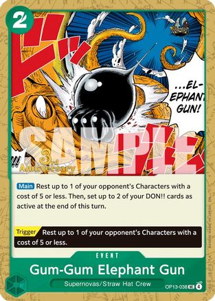 Gum-Gum Elephant Gun (OP13-038) - Carrying On His Will: 3rd Anniversary Tournament Cards - Card Brawlers