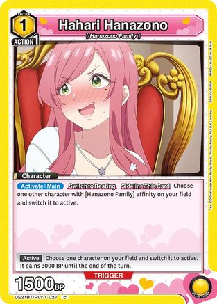 Hahari Hanazono (027) (UE21BT/RLY-1-027) - UE21BT The 100 Girlfriends Who Really Really Really Really REALLY Love You - Card Brawlers