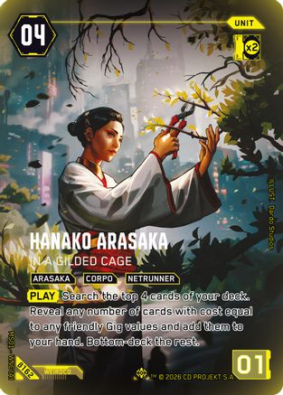 Hanako Arasaka - In a Gilded Cage (IO) (B162) - Welcome to Night City Beta Foil - Card Brawlers
