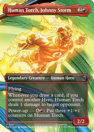 Human Torch, Johnny Storm (Borderless) (MSH-321) - Marvel Super Heroes - Card Brawlers