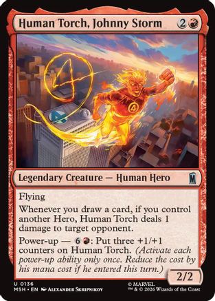 Human Torch, Johnny Storm (MSH-136) - Marvel Super Heroes - Card Brawlers