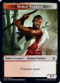Human Warrior // Food (17) Double - Sided Token [Throne of Eldraine Tokens] - Card Brawlers