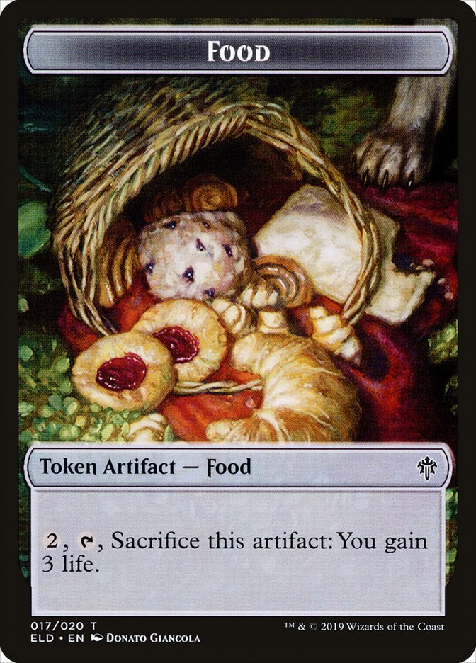Human Warrior // Food (17) Double - Sided Token [Throne of Eldraine Tokens] - Card Brawlers