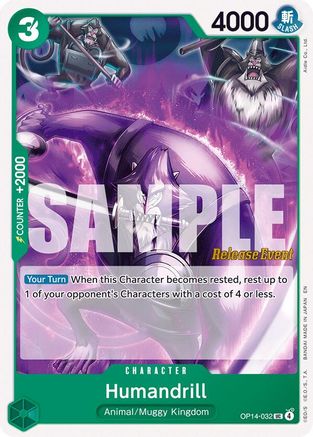 Humandrill (OP14-032) - The Azure Sea's Seven Release Event Cards - Card Brawlers