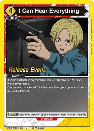 I Can Hear Everything (Release Event) (UE19BT/SMD-1-040) - UE19BT SAKAMOTO DAYS Release Event Cards - Card Brawlers