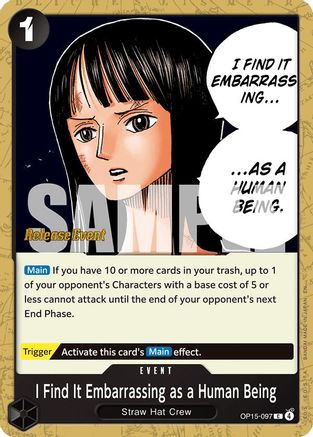 I Find It Embarrassing as a Human Being (OP15-097) - Adventure on Kami's Island Release Event Cards - Card Brawlers