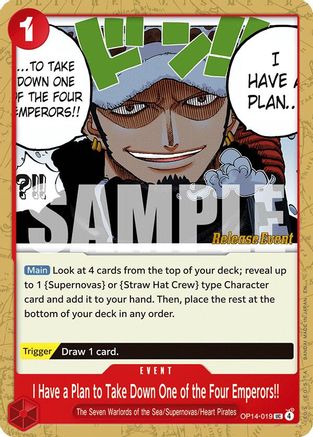 I Have a Plan to Take Down One of the Four Emperors!! (OP14-019) - The Azure Sea's Seven Release Event Cards - Card Brawlers