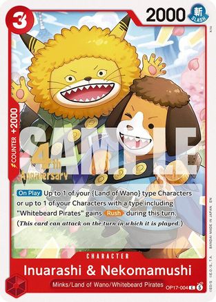 Inuarashi & Nekomamushi (OP17-004) - The World's Strongest Warriors Release Event Cards - Card Brawlers