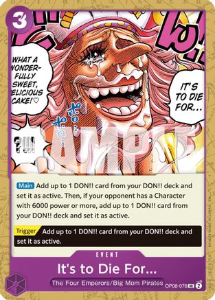 It's to Die For (Reprint) (OP08-076) - Premium Booster -The Best- Vol. 2 - Card Brawlers