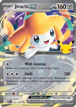Jirachi ex (102/128) - Holofoil [ME 30th Celebration] - Card Brawlers