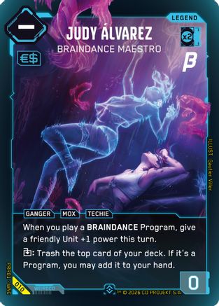 Judy Alvarez - Braindance Maestro (010) - PreRelease Beta Foil - Card Brawlers