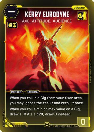 Kerry Eurodyne - Axe, Attitude, Audience (Rare) (037) - Welcome to Night City Retail Foil - Card Brawlers
