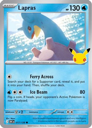 Lapras (017/128) - Holofoil [ME 30th Celebration] - Card Brawlers